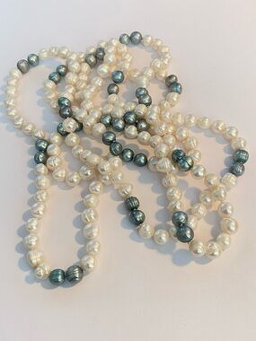 Long Knotted Freshwater Baroque Pearl 31” Necklace 7-9 mm Irregular Cont Strand